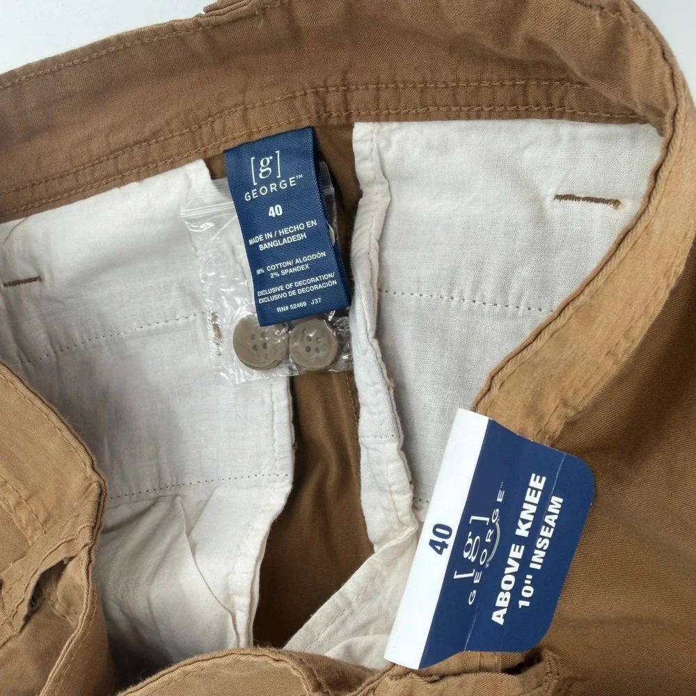 George Cargo Shorts Mens 40 Brown Stretch Above Knee Utility Gorpcore Comfort